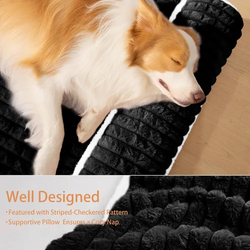 Vista 5 de Cama ortopédica para perros de tamaño mediano con almohada de 30 x 20 pulgadas, impermeable, suave, cómoda, de espuma para mascotas, con funda