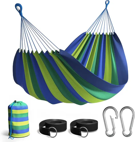 Sorbus Hamaca doble brasileña - Hamaca portátil extra larga para 2 personas para interiores o exteriores - Cuerda para colgar, bolsa de transporte