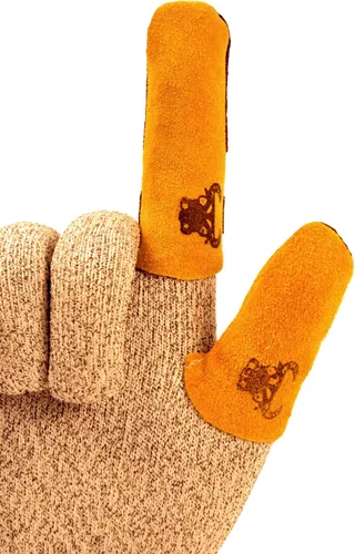 Vista 8 de G & F Products 8128M Protector de dedos de cuero de vaca, protección para dedos, mediano, color marrón claro, 10 piezas