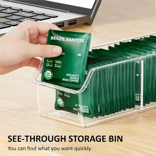 Vista 2 de FUCDTEFC Organizador de bolsas de té, caja de almacenamiento para bolsa de té, cajón de plástico transparente para paquetes de té, paquete