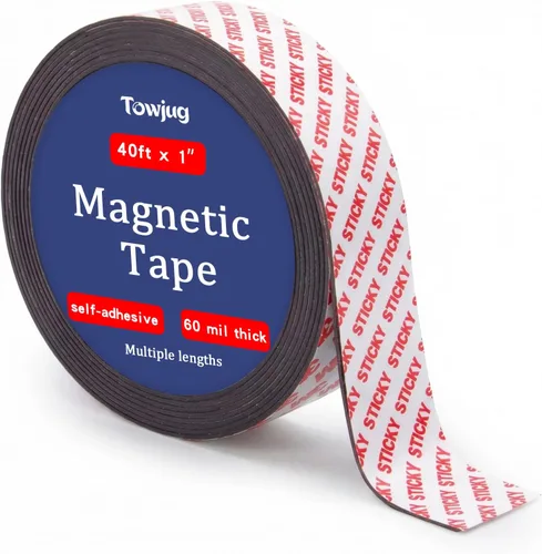 Vista 15 de Towjug Rollo de cintas magnéticas de 10 pies x 1/2 pulgada con respaldo adhesivo 3M, cinta magnética adhesiva flexible para proyectos