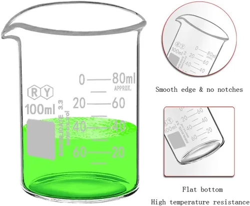 Vista 3 de Vaso de cristal graduado de medición de forma baja (RY10ml+1.7 fl oz+3.4 fl oz+8.5 fl oz)