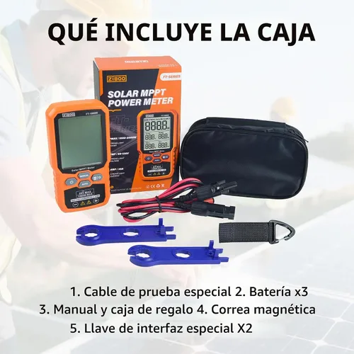 Vista 9 de ZIBOO Probador de panel solar FT-1000W Medidor MPPT - 1000W de potencia máxima, 80V/35A Probador de módulo fotovoltaico para Voc/Isc, voltaje