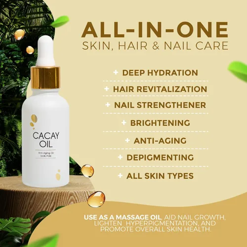 Vista 3 de Cacay Pure Aceite antienvejecimiento – Aceite de retinol natural de cacay para cara, cabello y cuerpo Aceite orgánico de vitamina E