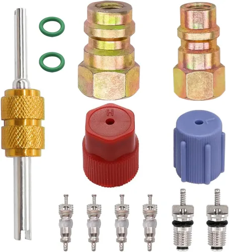 Vista 6 de Taiss Kit de conversión de 11 piezas R12 a R134A, accesorios de alta/baja presión R12 R22 a R134A con conexión de 1/4’’ a 7/16"-20 UNF, kit