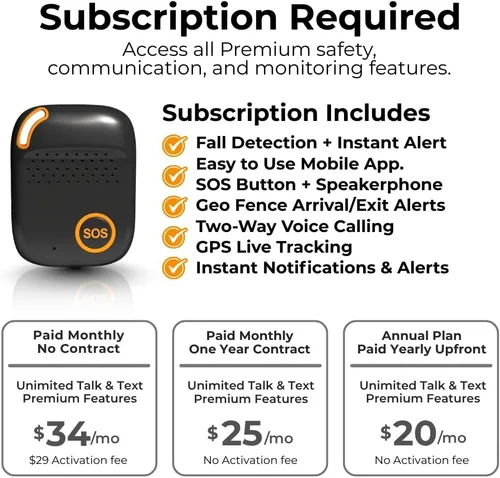 Vista 5 de SecuLife Rastreador GPS para ancianos con detección de caídas, sistema de alerta médica para personas mayores con monitoreo 24/7, aplicación