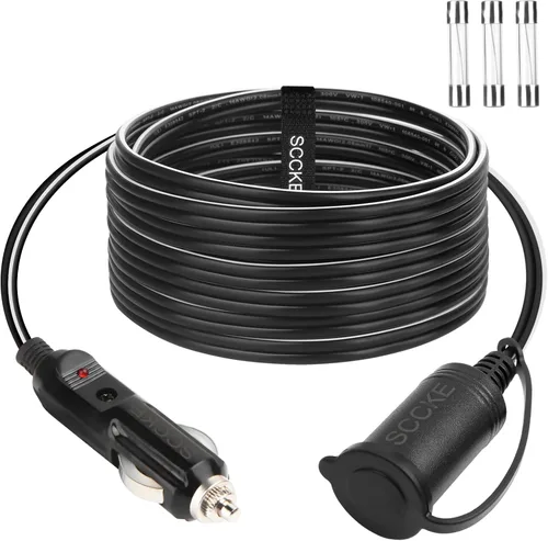 Cable de extensión para encendedor de cigarrillos de automóvil de cobre puro de 14 AWG de 12 V y 24 V, cable de cable de 12 pies / 12.0 ft 14 AWG