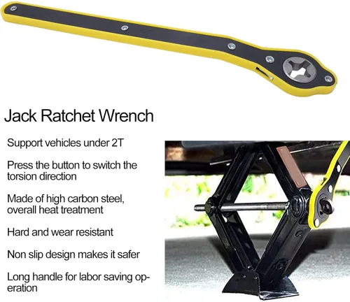 Vista 2 de Llave de trinquete para ahorro de mano de obra, ABS antideslizante de mango largo, llave de trinquete ajustable para reparación de neumáticos