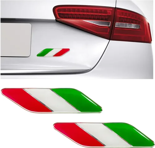 Vista 9 de Dickno 2 emblemas de bandera tricolor 3D, emblema de aluminio para guardabarros delanteros de automóvil, calcomanías para automóviles y calcomanías