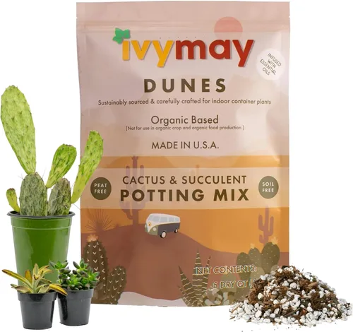 IvyMay Dunes - Suelo para suculentas, mezcla orgánica para macetas de cactus para suculentas, listo para usar, plantas de interior con perlita,