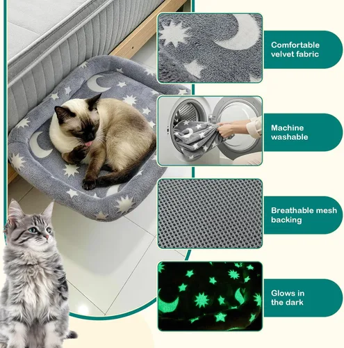 Vista 5 de Bedside Cat Bed Attached to Human Bed with Glow in The Dark