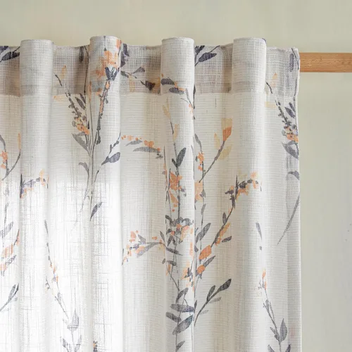 Vista 18 de MYSKY HOME Cortinas de cocina florales de lino de 36 pulgadas de largo, juego de 2 paneles sobre el fregadero, cortinas de media ventana