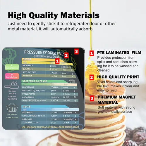 Vista 4 de Juego de hojas magnéticas para freidora de aire y olla instantánea, freidora de aire Muulaii y accesorios para olla a presión, tabla de tiempos