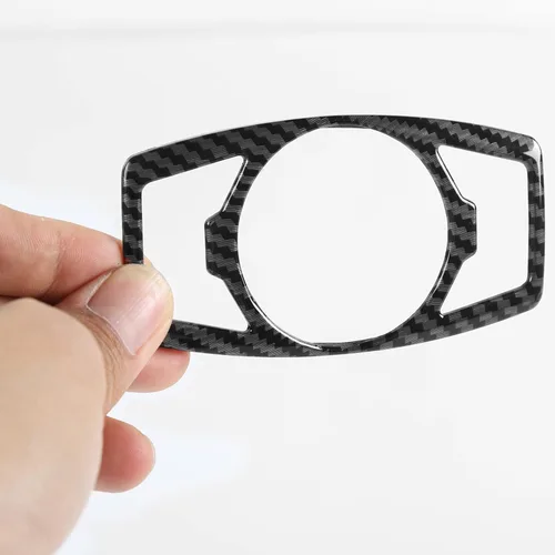 Vista 3 de RT-TCZ Cubierta del botón del interruptor de los faros para Ford F150 y Mustang 2015-2022 (grano de fibra de carbono)