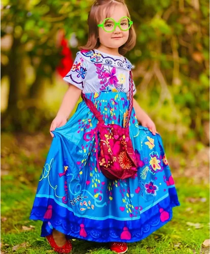Vista 4 de Foierp Mirabel - Vestido de disfraz para niñas, disfraz de Isabella, cosplay, princesa, fiesta de Halloween, ropa con accesorios