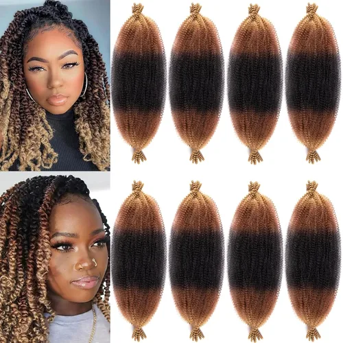 Vista 47 de 3 paquetes de cabello rizado afro elástico de 10 pulgadas, cabello trenzado Marley Twist 1B preseparado de ganchillo sintético suave para rastas