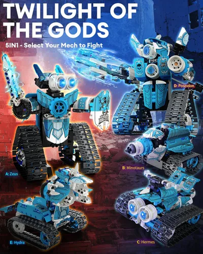 Vista 2 de Opmind Kit de construcción de robot STEM RC 5 en 1, 398 piezas APP y bloques de control remoto DIY robótica de ingeniería, juego de ciencia erector