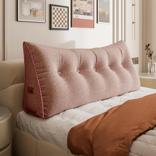 Vista 62 de Almohada de cabecero de 11 libras engrosada tamaño queen para sentarse en la cama, almohada de apoyo para la espalda para leer con bolsillo lateral