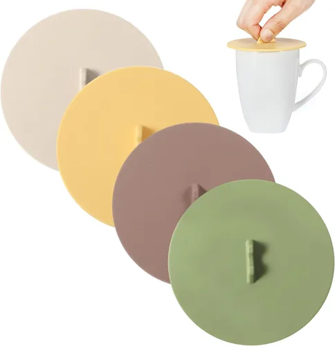 Ymapinc - Tapas de silicona para tazas, 4 fundas de silicona para tazas, cubiertas universales de colores reutilizables para tazas, tapas herméticas