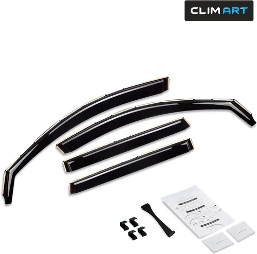 Vista 5 de CLIM ART - Deflectores de ventana de canal increíblemente duraderos para Jeep Cherokee 2014-2023, accesorios para autos de humo oscuro, viseras
