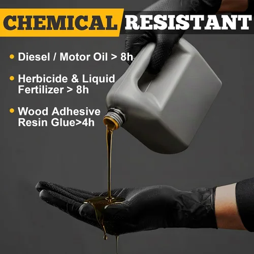 Vista 4 de TitanFlex Guantes industriales de nitrilo negros resistentes con textura de diamante elevado, sin látex (6mil/8mil)