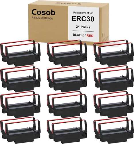 Vista 8 de Paquete de 12 cintas ERC30/34/38 en negro y rojo compatibles con impresoras Epson TM-U220 M188B ERC30 ERC34 ERC38 NK506