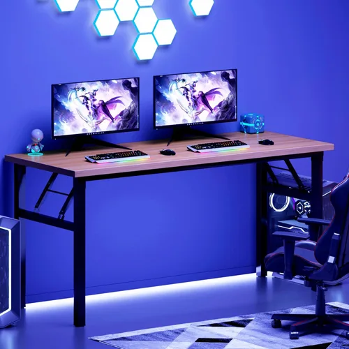 Vista 216 de DlandHome Escritorio plegable pequeño de 31.5 pulgadas, escritorio de computadora para oficina en casa, mesa plegable para espacios pequeños,