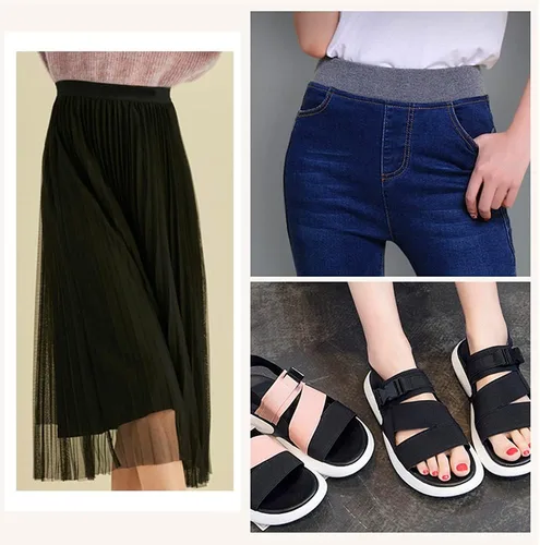 Vista 5 de 1 rollo de cordón elástico plano de 1.5 pulgadas de ancho por 3 yardas de banda elástica sarga de doble cara (#1 Blanco)