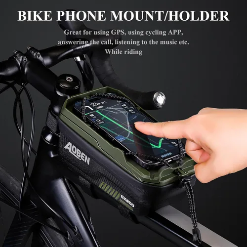 Vista 3 de Aoben Bolsa de Marco Frontal para Teléfono de Bicicleta para Bicicleta de Montaña, Bicicleta de Carretera, Carcasa Rígida de EVA Soporte de Teléfono