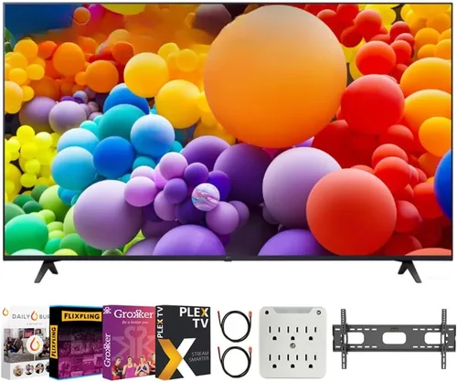 LG 50UT7570PUB 50 pulgadas UT75 Series LED Smart TV 4K (2024) Bundle con soporte Deco Mount 37"-100" TV Wall Mount + Tech Smart USA Premiere Movies