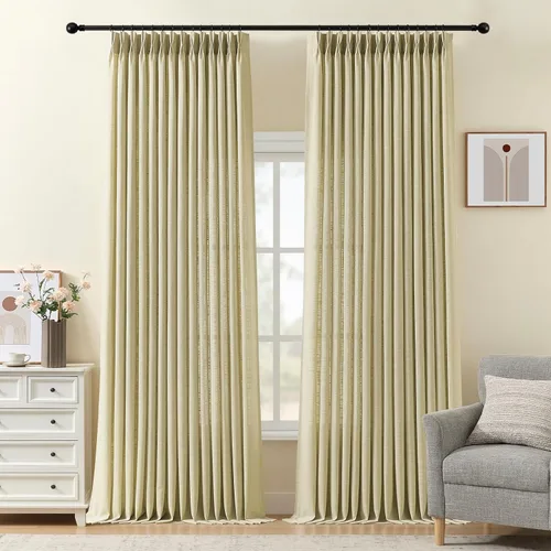 Vista 15 de Cortinas plisadas de lino semitransparentes de 96 pulgadas, filtrado de luz Natural