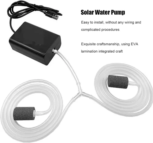 Vista 4 de Solar Pond Aerator with Air Pump, Solar Water Air Pump Fish Tank Oxygenator Solar Pond Pump Solar Oxygen Air Fountain Pump with Air Bubble Stones