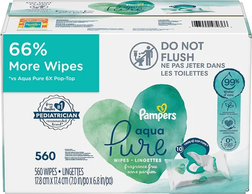 Vista 14 de pampers toallitas para bebé Aqua Pure 56 ct ANTIGUO