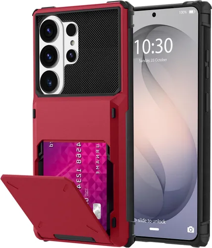 Vista 40 de Funda tipo cartera para Samsung Galaxy S22 con ranura para 2 tarjetas de crédito Funda a prueba de golpes Hybrid Heavy Duty Protection Armor Funda