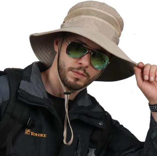 Vista 11 de CAMOLAND Sombrero de pesca para hombre, sombrero de ala ancha y grande con protección UV al aire libre