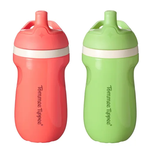 Tommee Tippee - Botella de agua aislada con pico deportivo para niños pequeños de 9oz, sin derrames, vasitos para niños de 1 a 3 años, válvula de
