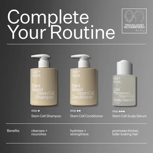 Vista 7 de Act+Acre - Suero de células madre procesadas en frío, para cabello más grueso y de aspecto más completo, células madre de manzana, extracto