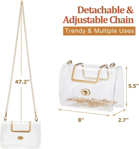 Vista 2 de Bolsa transparente aprobada para estadios ideal para controles de seguridad rápidos, bolso pequeño transparente para mujer