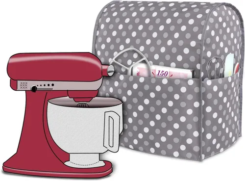 Vista 7 de Funda protectora Luxja compatible con batidora de pie de 4.5 y 5 cuartos de galón, funda de tela con bolsillos para batidora de pie y accesorios