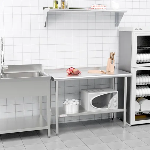 Vista 8 de STABLEINK NSF - Mesa de preparación de acero inoxidable de 30 x 24 pulgadas, mesa de trabajo y preparación de metal con protector contra