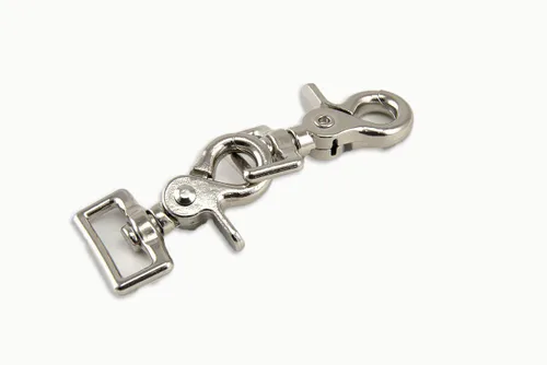 Vista 3 de Southwestern Equine [Paquete de 2] Gatillo Snap giratorio de ojo cuadrado de 1 pulgada – Placa de níquel de grado industrial resistente a