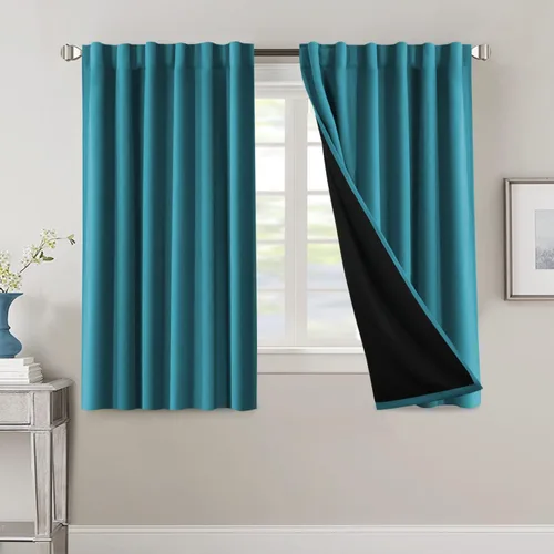 Vista 95 de H.VERSAILTEX Cortinas 100% opacas para dormitorio con forro negro, cortinas de oscurecimiento de habitación completa, con aislamiento térmico Rosa