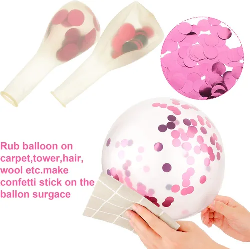 Vista 2 de 84 globos de concientización sobre el cáncer de mama, globos de cinta rosa, blanco, negro, globos de látex transparentes de confeti con purpurina