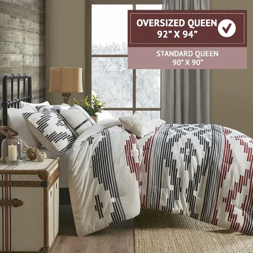 Vista 14 de Juego de edredón Woolrich Rustic Lodge Cabin: diseño rústico de cabaña para todas las estaciones, ropa de cama cálida de plumón sintético con capa