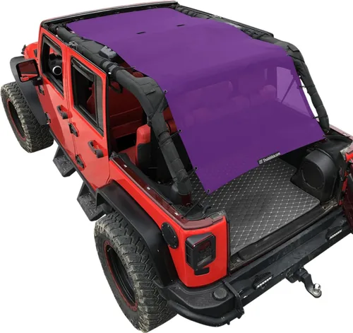 Vista 14 de Shadeidea - Parasol para vehículo Jeep Wrangler JK (2007-2018) de 2 puertas, delantero y trasero, pantalla de malla color negro, cubierta