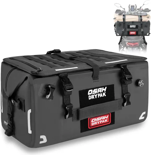 Vista 9 de OSAH DRYPAK Bolsa trasera impermeable para motocicleta, 40L Bolsa de lona impermeable, bolsa seca para motocicleta, bolsa de equipaje multifuncional