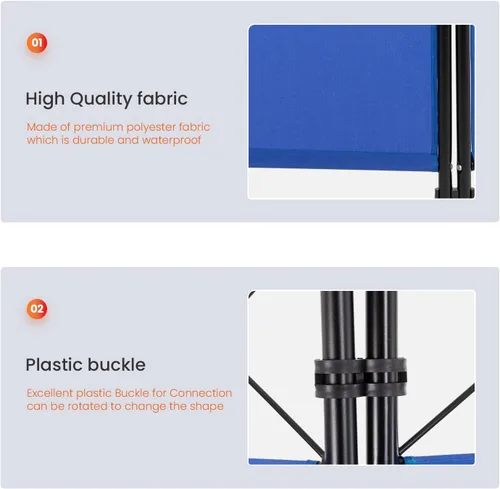 Vista 4 de Divisor de habitación de 4 paneles de 6 pies, marco de acero, pantalla plegable de privacidad, división independiente para el hogar, oficina, Azul