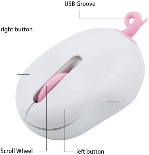 Vista 4 de Design Cute Portable Pig 1200DPI Mute Mini 2.4Ghz Ratón creativo inalámbrico Ratón Mini Gaming Mouse Pad (blanco, tamaño único)