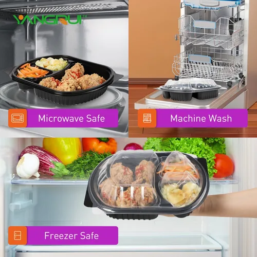 Vista 2 de YANGRUI Contenedor de preparación de comidas, paquete de 30 recipientes de 30 onzas sin BPA reutilizables para llevar con tapas, envoltura