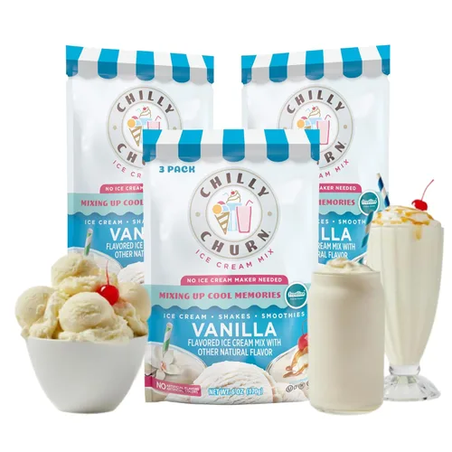 Vista 12 de Chilly Churn Helado con sabor a pastel de cumpleaños, batidos y batidos, uso con batidora de mano, licuadora, crema de encimera, máquina de helados